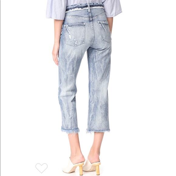 AYR The Arch High Waist Button-Fly Crop Jeans Acid Wash Blue Size 25 - Picture 3 of 8